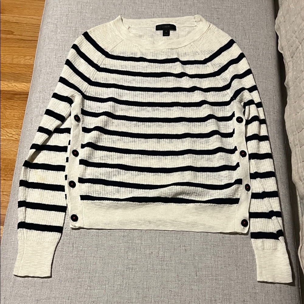 J. Crew Striped Sweater with Button Details
